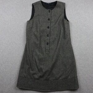 Gap Dress Womens 6 Wool Blend Shift 1/2 Button Casual Lined Dark Gray Sleeveless